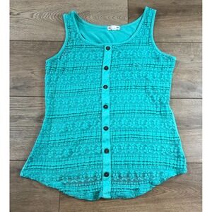 Zenana Outfitters‎ Green Sheer Lace Racerback Tank Top Boho Hippie Artsy  Whimsy